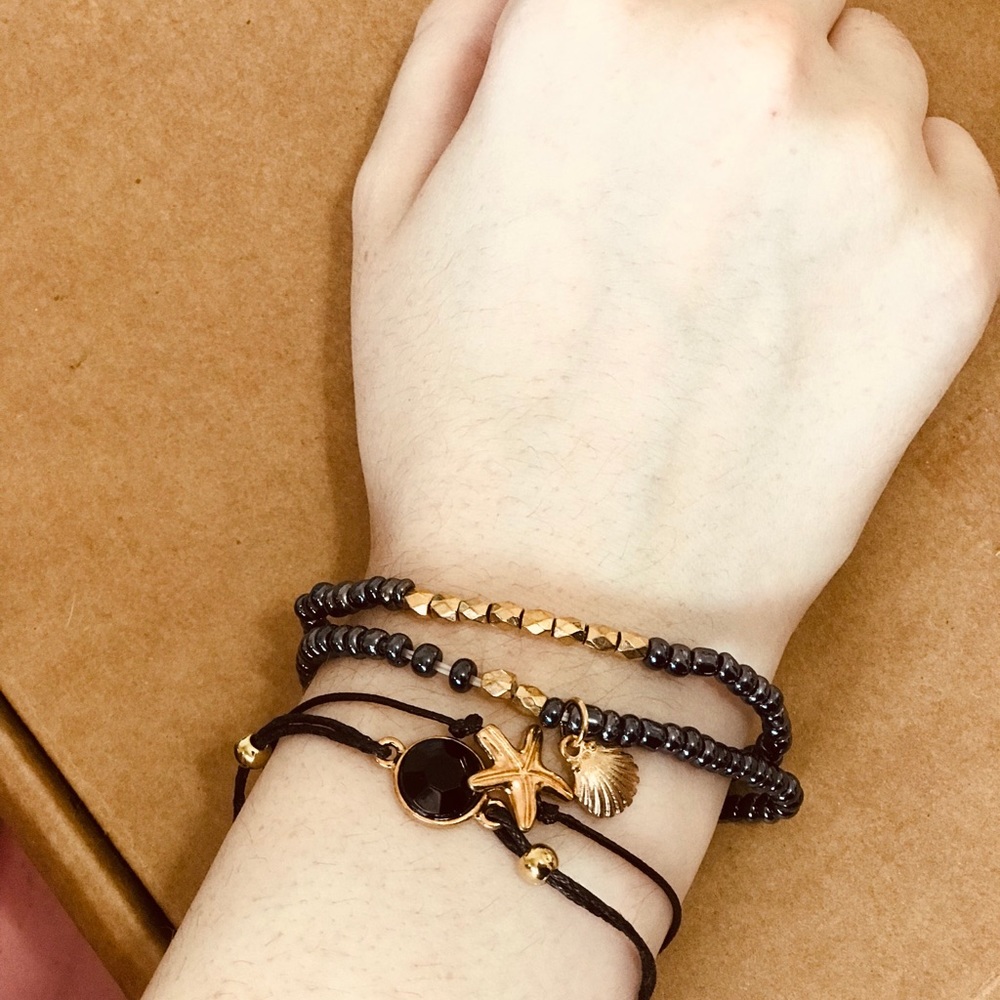 Blue and Black Sea bracelet set